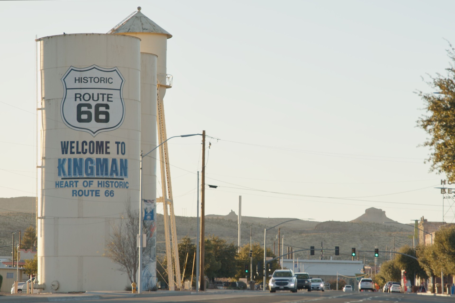 Driving on Route 66 in Kingman, AZ